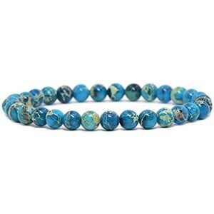 Turquoise Jasper Gemstone Beaded Stretch Bracelet 6mm Unisex Healing Crystal